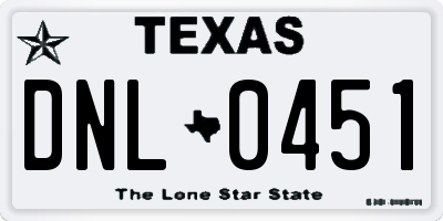TX license plate DNL0451