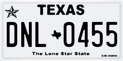 TX license plate DNL0455