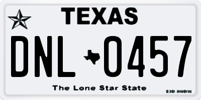 TX license plate DNL0457