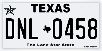 TX license plate DNL0458