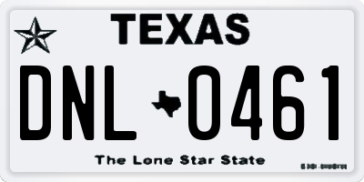 TX license plate DNL0461