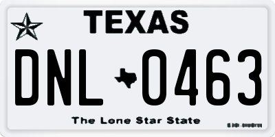 TX license plate DNL0463