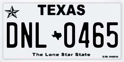 TX license plate DNL0465