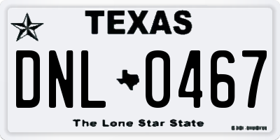 TX license plate DNL0467
