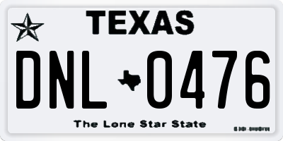 TX license plate DNL0476