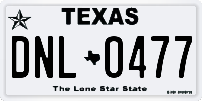 TX license plate DNL0477