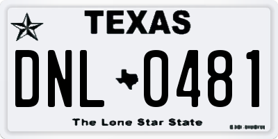 TX license plate DNL0481
