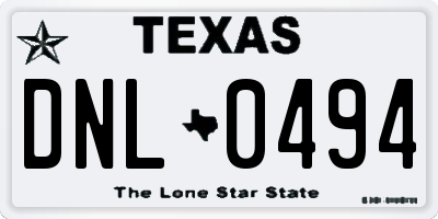 TX license plate DNL0494