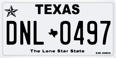 TX license plate DNL0497