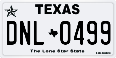 TX license plate DNL0499