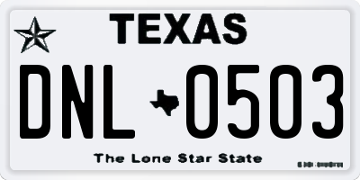 TX license plate DNL0503
