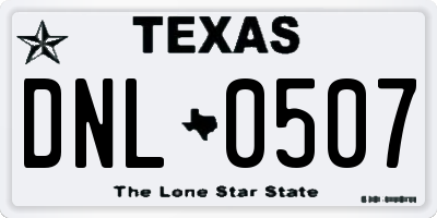 TX license plate DNL0507