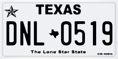 TX license plate DNL0519