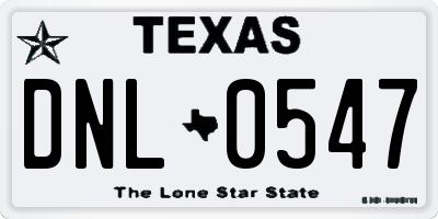 TX license plate DNL0547
