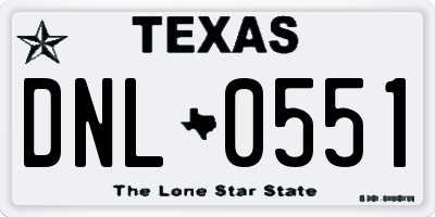 TX license plate DNL0551