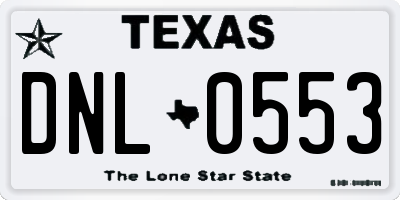 TX license plate DNL0553