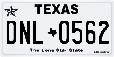 TX license plate DNL0562