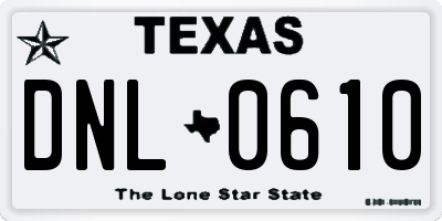 TX license plate DNL0610