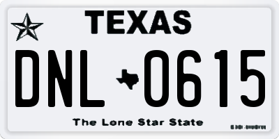 TX license plate DNL0615