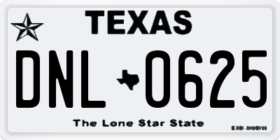 TX license plate DNL0625