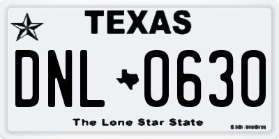 TX license plate DNL0630