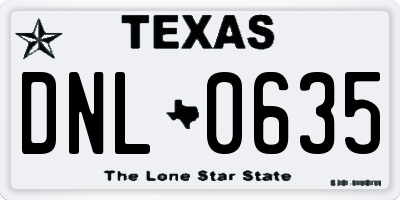 TX license plate DNL0635