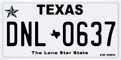 TX license plate DNL0637