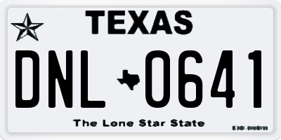 TX license plate DNL0641