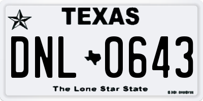 TX license plate DNL0643