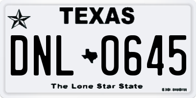 TX license plate DNL0645
