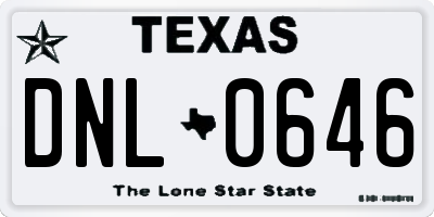 TX license plate DNL0646