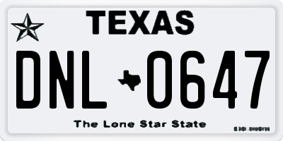 TX license plate DNL0647