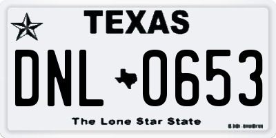 TX license plate DNL0653