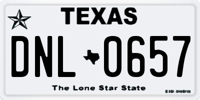 TX license plate DNL0657