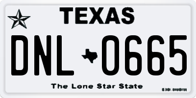 TX license plate DNL0665