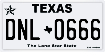 TX license plate DNL0666