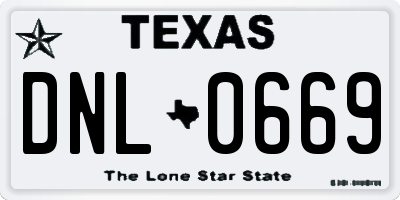 TX license plate DNL0669
