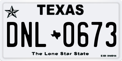 TX license plate DNL0673
