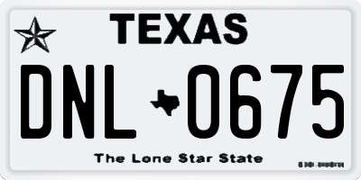 TX license plate DNL0675