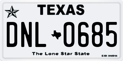 TX license plate DNL0685