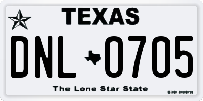 TX license plate DNL0705