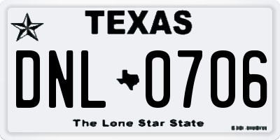 TX license plate DNL0706