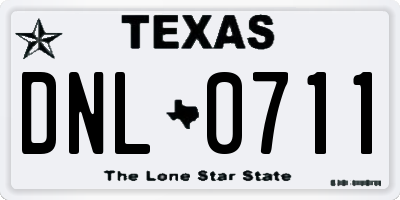 TX license plate DNL0711