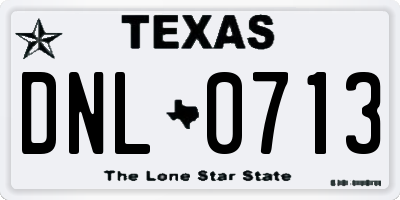 TX license plate DNL0713