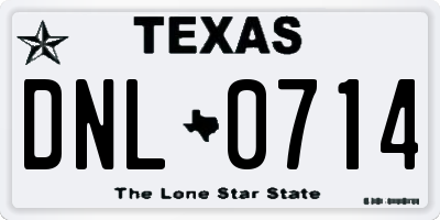 TX license plate DNL0714