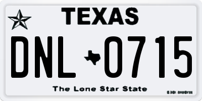 TX license plate DNL0715