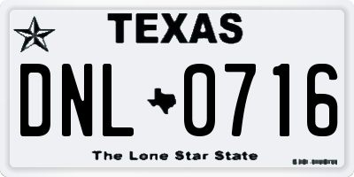 TX license plate DNL0716
