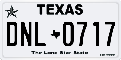 TX license plate DNL0717
