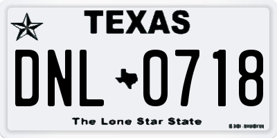TX license plate DNL0718