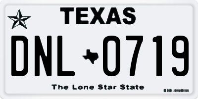 TX license plate DNL0719